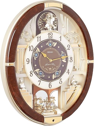 Seiko Melodies in Motion Wall Clock, Golden Trumpets