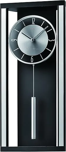 Seiko Modern Noir Wall Clock with Pendulum and Dual Chimes