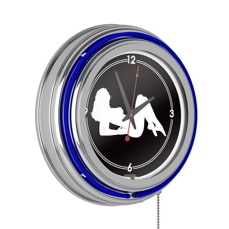 Shadow Babes A Series Retro Neon Analog Wall Clock with Pull Chain