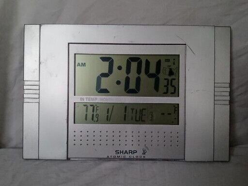 Sharp Atomic Clock Vision Impaired Large Digital Alarm Slim Nightstand Desktop