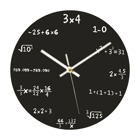 Silent Non-Ticking Math Equations and Notations Hanging Wall Clock Mathematics Chalkboard Battery Operated Novelty Frameless Clocks Home Decor for Living Room Bedroom