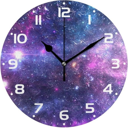 SKYSONIC Space Galaxy Wall Clock 10 Inch Silent Non Ticking Round Clock Oil Painting Clock Easy to Read Clock for Living Room Bedroom Bathroom Home Decor