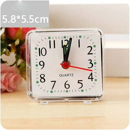 Small Clock Desk Battery Powered Quartz Alarm Clock Home Bedroom Kids Room Bedside Clock