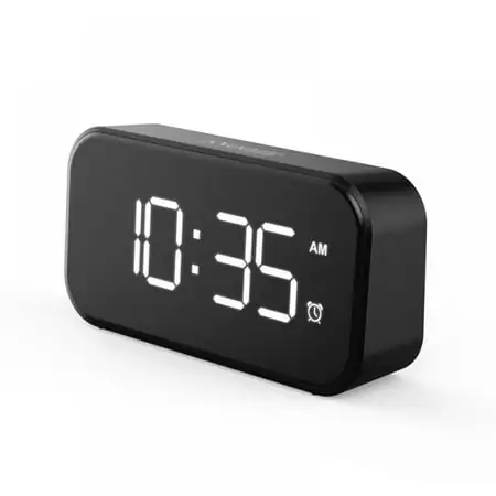 Small LED Digital Alarm Clock with Snooze, Easy to Set, Full Range Brightness Dimmer, Adjustable Alarm Volume with 5 Alarm Sounds, USB Charger, 12/24Hr, Compact Clock for Bedrooms, Bedside, Desk