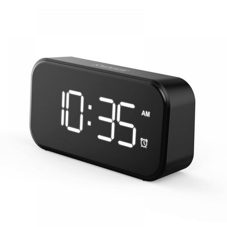 Small LED Digital Alarm Clock with Snooze, Easy to Set, Full Range Brightness Dimmer, Adjustable Alarm Volume with 5 Alarm Sounds, USB Charger, 12/24Hr, Compact Clock for Bedrooms, Bedside, Desk