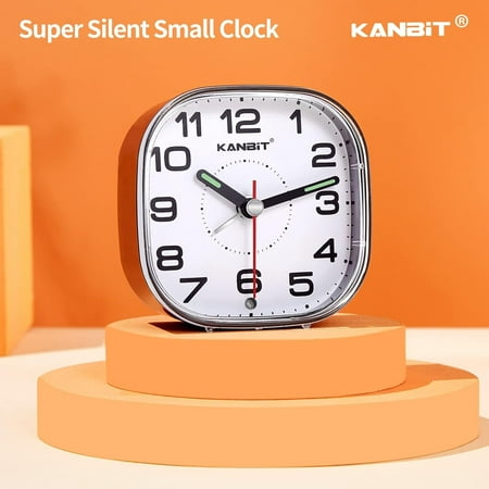 Small Travel Alarm Clock Battery Operated Silent No Ticking Beep Sounds Loud Analog[2501]