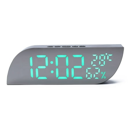 Solar And Wind Power Parts Electronic Compact Clock with Mirror Display, Backlight,Temperature And Humidity Green