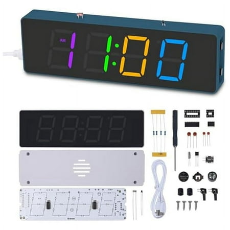 Soldering Practice Kit, 4-Digit Digital Alarm Clock Kit with RGB Colorful Modes, Diplay DIY Clock Soldering Project Kit