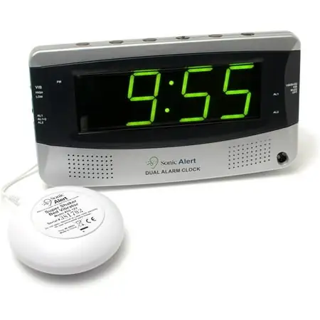 Sonic Alert - Sonic Bomb Dual Alarm Clock, Bed Shaker Vibrator with Large Digital Display - Silver