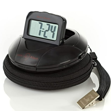 Sonic Alert - Sonic Shaker Portable Super Loud Digital Alarm Clock for Heavy Sleepers, Compact Design, Black