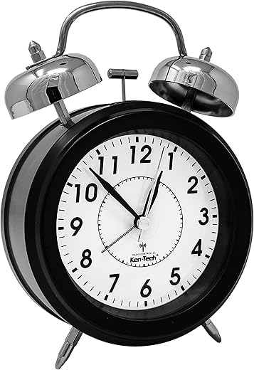 Sonnet SONNET-T-4678 Twin Bell Alarm Clock - Very Loud for Heavy Sleepers and Hearing Impaired - Battery Operated Blue Backlight - for Teens and Senior Citizens, 3/8” Digits, Black