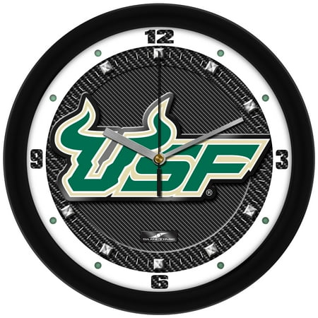 South Florida Bulls 11.5'' Suntime Premium Glass Face Carbon Fiber Wall Clock