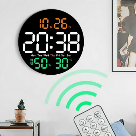 Specollect Large Digital Wall Clock with Remote Control, Dual Alarm with Screen Dispaly,for Living Room,Bedroom, Mounted, Gift for Elderly