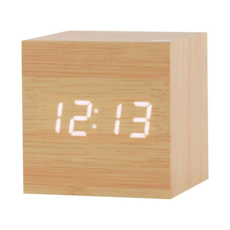 Spftem Home Decor Wood Clock Creative Electronic Clock Square Digital Clock Mini Alarm Clock Bedside Clock