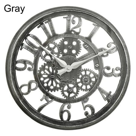 Splihome 16 Garden Wall Clock Large Outdoor Decoration Open Face Wall Hanging Home Decor Gray