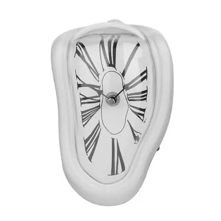 Stylish Irregular Shaped Melting Wall Shelf Clock, White - Unique Home Decor Piece