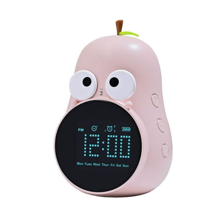 Summer Savings! Outoloxit Funny Expression Alarm Clock Cartoons Voice Chime Electronic Children's Wake Up Yali Alarm Clock Snooze Alarm Clock Countdown, Pink