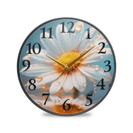 Sunflowers with Water Wall Clocks Battery Operated 11.9 Inch Round Clock Acrylic Silent Non-Ticking Bedroom Living Room Decorative Clocks