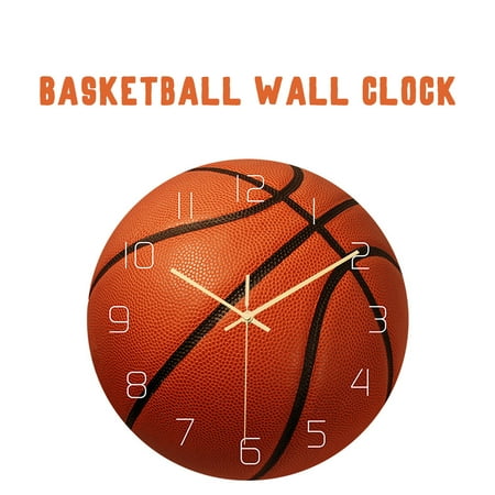 Sunggoko Wall Clock Clearance！ Sporty Style Wall Clock wall Round clock basketball decoration clock appearance mute home wall Decoration & Hangs