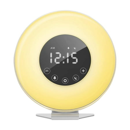 Sunrise Alarm Clock Digital LED Clock With 6 Color And FM For Bedrooms Multiple Nature Sounds Sunset & Control With Snooze Function For Heavy S