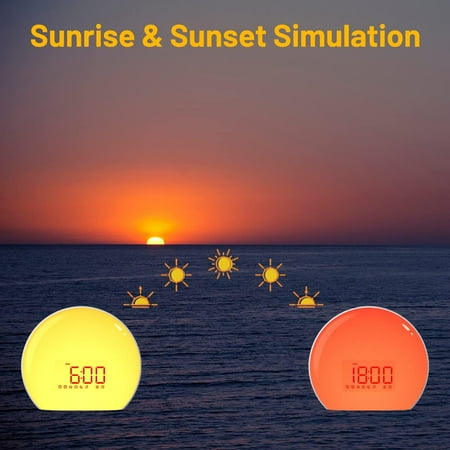 Sunrise Alarm Clock Wake Up Light With 25 Soothing Sounds Simulation Dual Alarms Be[2162]