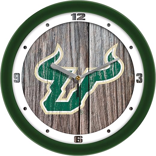 SunTime South Florida Bulls - Weathered Wood Wall Clock