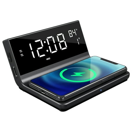 Supersonic Dual Alarm Clock 2-in-1 Wireless Charger SC-6025QI Temperature Display