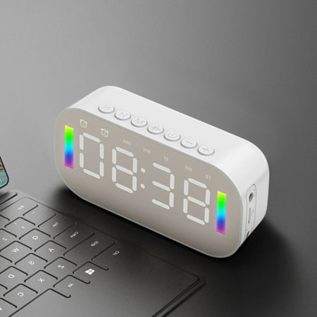 Tabletop Clocks Qwtwty Wireless Bluetooth Speaker with FM Radio Mini Portable Card Mirror LED Night Lights Alarm Clock Sound Alarm Clock Settings for All Phone Gifts for Children On Clearance