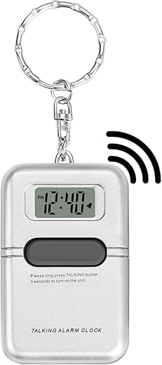 Talking Clock Keychain with LCD screen - clear American accent, announcing time with press of the button, great for visually impaired or blind (1)