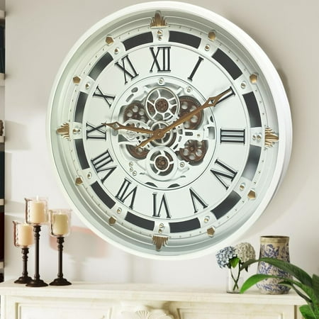 THE GEARS CLOCK Wall Clock with Real Moving Gears BE-LI_ 26 in Round White