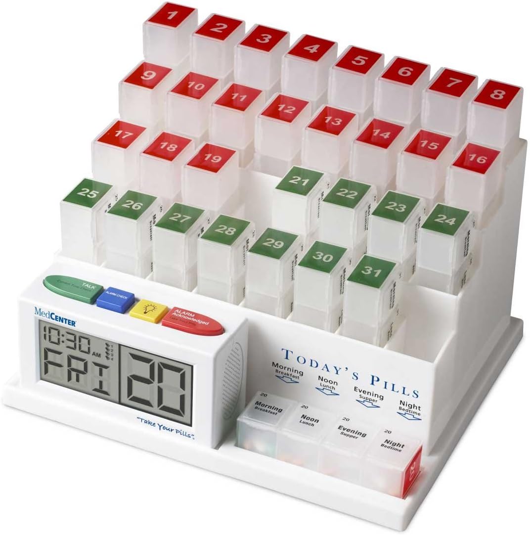 The MedCenter System - Talking Monthly Medication Organizer and Alarm