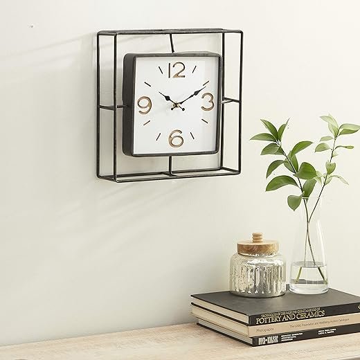 The Novogratz Metal Decorative Wall Clock Wall Clock for Home, Wall Clock for Room 12" x 3" x 12", Black