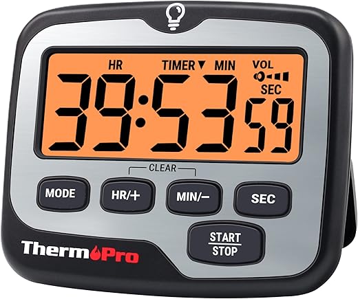 ThermoPro TM01 Kitchen Timers for Cooking with Count Up Countdown Timer, Digital Timer for Kids Students with Touch Backlight, Study Timers for Classroom Teacher Supplies