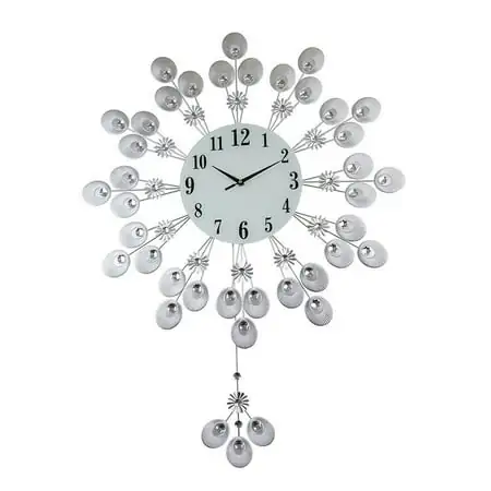 Three Star Im/Ex Inc. Elegant Silver Peacock Pendulum Wall Clock