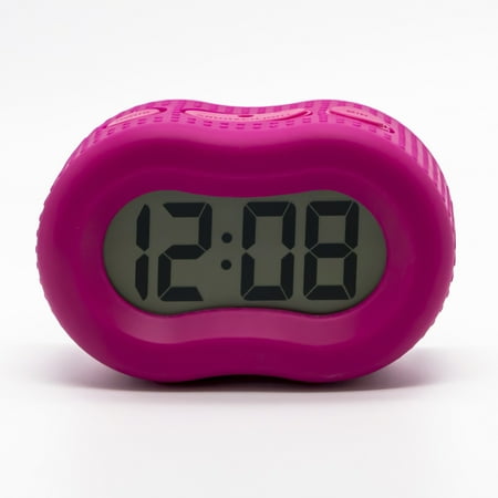 Timelink Rubber Smartlight Fashion Digital LCD Travel or Bedside Standard Alarm Clock - Pink