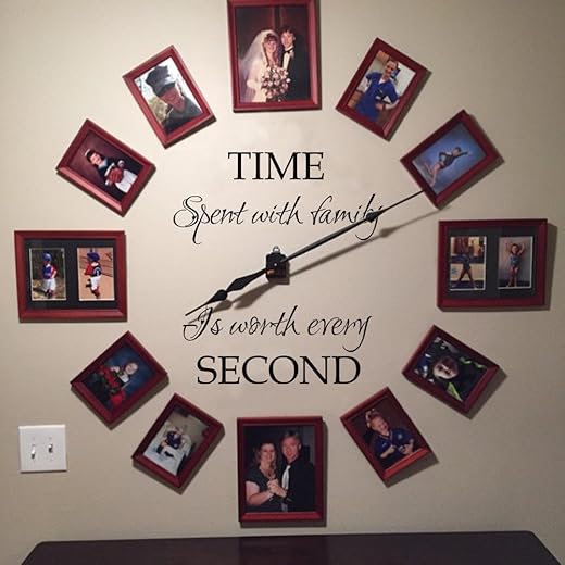 Time Spent with Family - Family Quotes Living Room Vinyl Wall Decal Art(Clock not Included)(Custom Order)