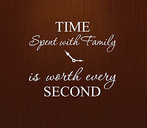 Time Spent with Family is Worth Every Second Home Wall Decal Sticker Clock #1249 (Matte White, 20 Wide x 17 high)