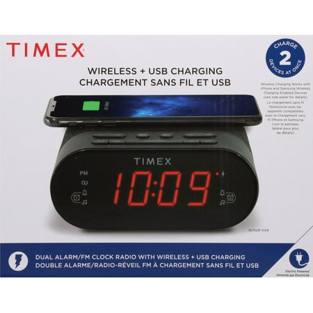 Timex Dual Alarm/FM Clock Radio with Wireless + USB Charging 1 ea