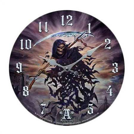 Tithe To Hell Skeleton Decor Wall Clock Round Plate Diameter 13.5