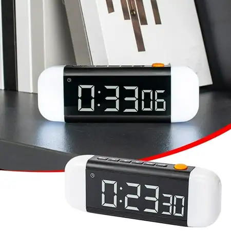 TOPRenddon LED Voice Controlled Electronic Clock Small Night Light For Learning Student Alarm Clock Self-discipline Management Timing Bedroom Essential