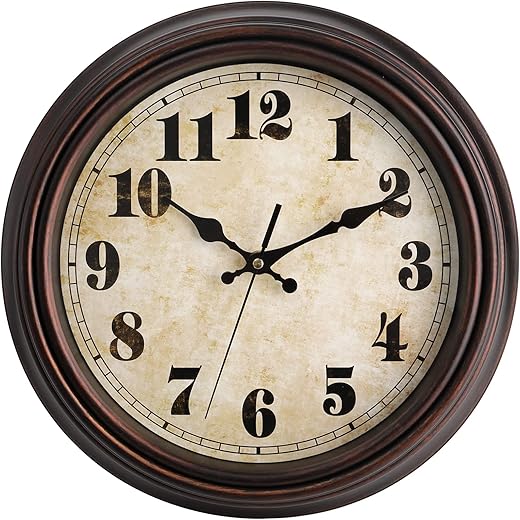 TOPZEA Retro Wall Clock, 12 Inch Silent Non-Ticking Classic Clocks Decorative Quartz Battery Operated Vintage Wall Clock for Living Room, Bedroom, School, Rustic Home Decor