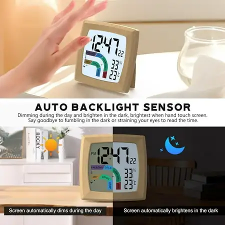 Travel Alarm Clock Bedside Clock With Auto Backlight, Battery Powered Alarm Clock T[864]