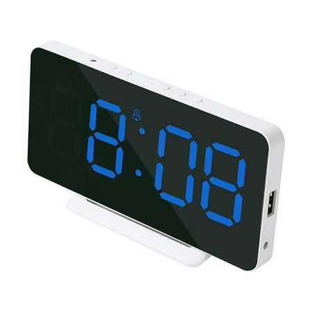 travel alarm clock clocks for living room Large Screen LED Mirror Clock USB Charging Photosensitive Digital Sleep Alarm