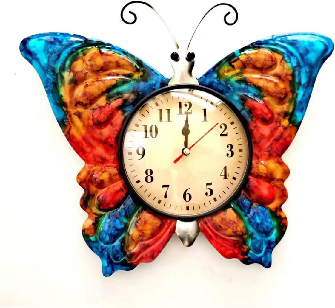 TXYS Wall Clock for Home Butterfly Decor Art Decorations ，Butterfly Outdoor Clock for Wall Sculptures Great for Office,Bedroom