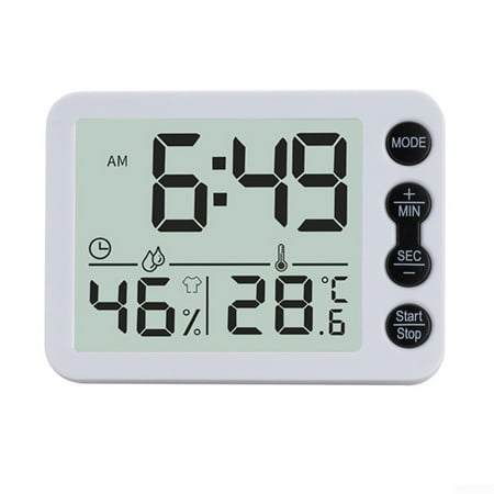 UHUSE Small Mini Digital Clock Temperature ℃ Alarm Travel LCD LED Battery White