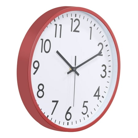 Unique Bargains 12 Inch Wall Clock, 3D Number Quartz Battery Operated Silent Non-Ticking Round Wall Clocks, Red