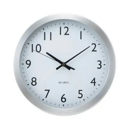 Universal Brushed Aluminum Wall Clock, 12 Overall Diameter, Silver Case, 1 AA (sold separately)