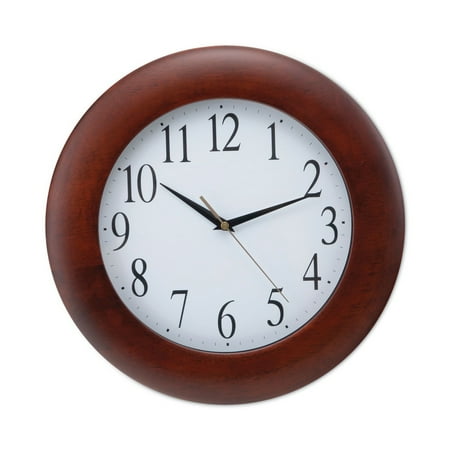 Universal UNV10414 12-3/4 in. Round Wood Clock - Cherry