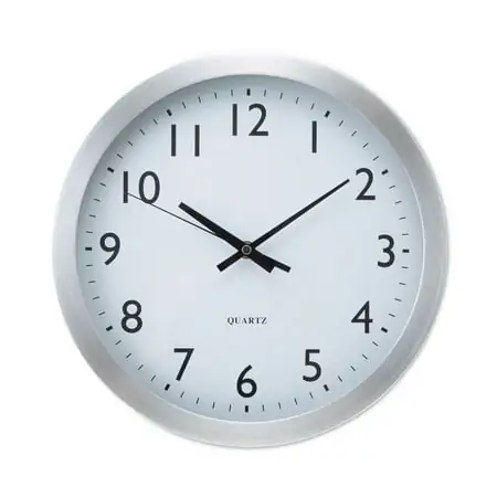 Universal UNV10425 12 in. Overall Diameter Brushed Aluminum Wall Clock - Silver Case