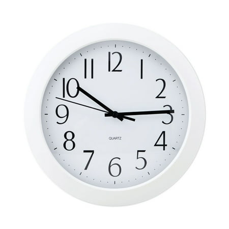 Universal UNV10461 12 in. Overall Diameter Whisper Quiet Clock - White Case